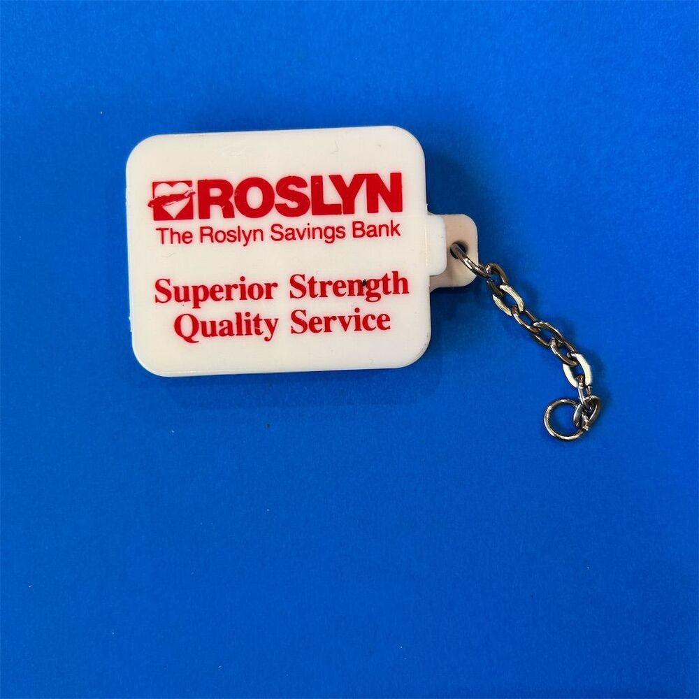 Roslyn Savings Bank Pill Box Keychain Multi-Color Promo Item